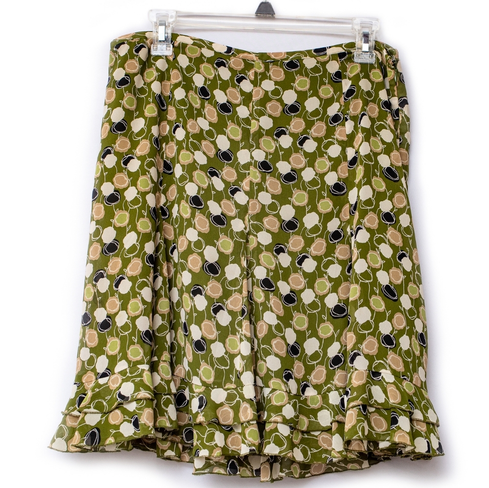 LOFT flowy Green Flower Pattern Skirt